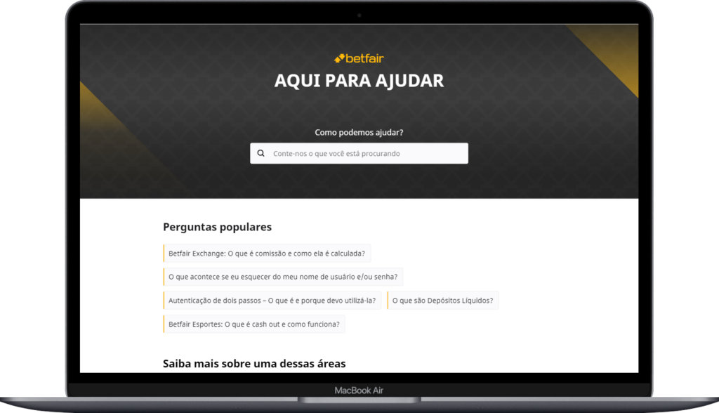 seção de ajuda betfair suporte