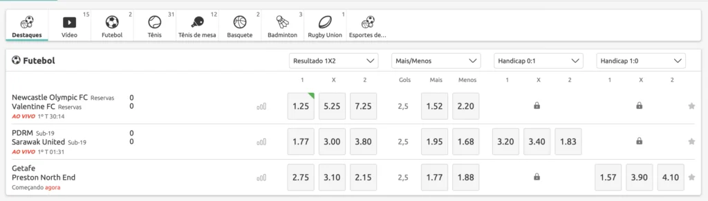 Apostas ao vivo Betboo