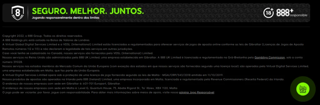 Segurança e responsabilidade 888 Cassino