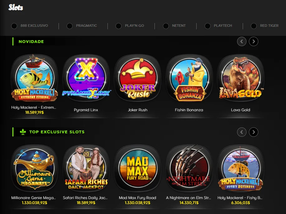 Variedade de jogos 888Cassino