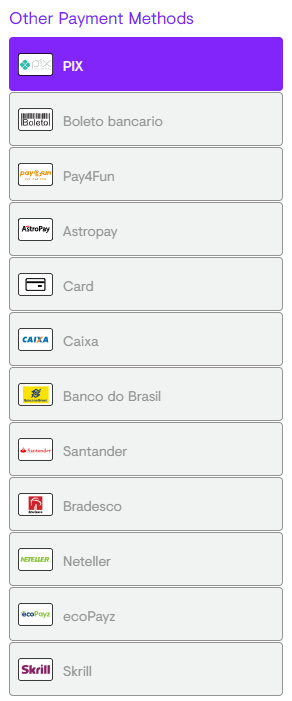 Métodos de pagamento Betkwiff